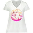 thumbnail image 3 of Inktastic Glacier National Park Montana Pink Mountains Women's Plus Size V-Neck T-Shirt, 3 of 5