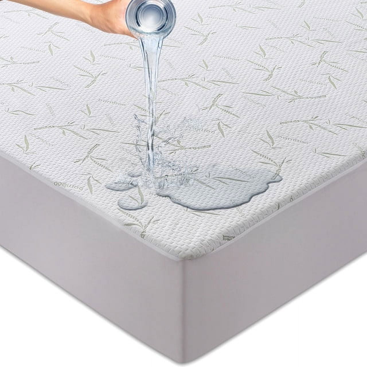 Utopia Bedding Premium Bamboo Waterproof Mattress Protector Queen 340 GSM Fits 17 Inches Deep Easy Care, White