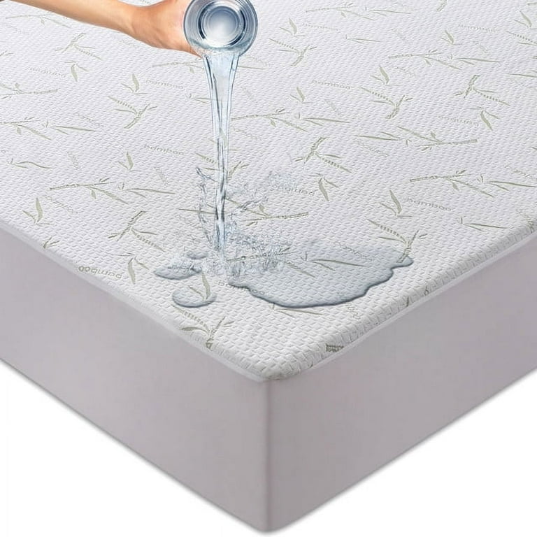 Bosane Premium 100% Waterproof Queen Mattress Protector Breathable Cooling Bamboo 3D Air Fabric Mattress Cover Smooth Soft Hypoallergenic Noiseless Be