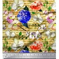 thumbnail image 1 of Soimoi Poly Georgette Tissu Rayure & Orchidée Floral Impression Couture Tissu Yard 42 Pouces de Large, 1 of 3