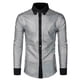 thumbnail image 1 of pstuiky camisa de manga larga para hombre, Camisa blusa informal de manga larga con cuello vuelto y botones de patchwork para hombre camisetas de hombre xxl, 1 of 2