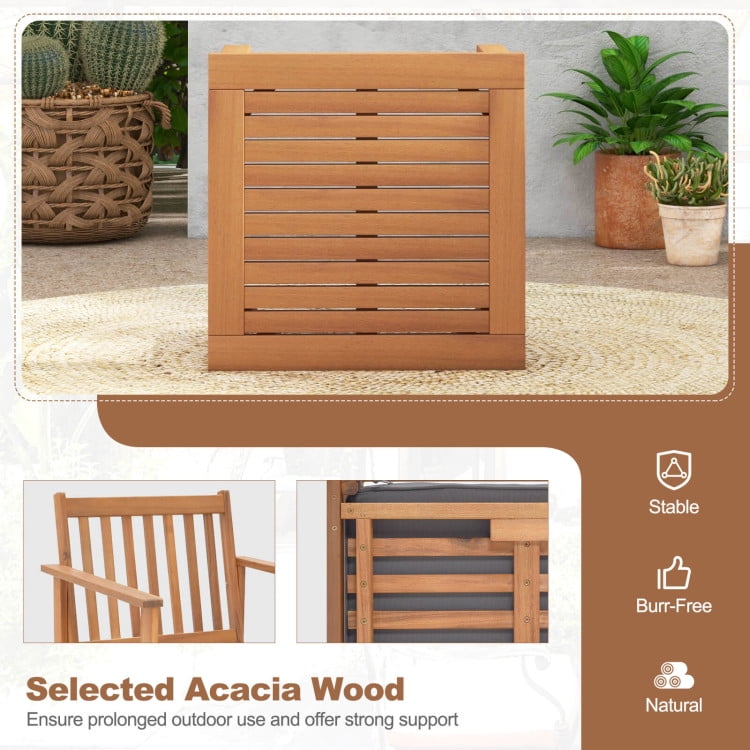 Aimee Lii 3 Pieces Patio Wood Furniture Set Acacia Wood Sofa Set with soft Cushions, Patio Furniture Sets, Gray Aimee Lii 3 Pieces Patio Wood Furniture Set Acacia Wood Sofa Set with soft Cushions, Patio Furniture Sets, Gray