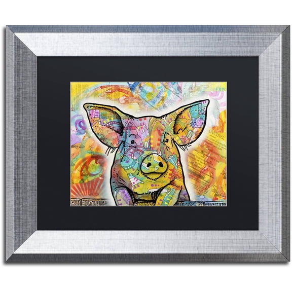 Trademark Fine Art 'The Pig' Canvas Art by Dean Russo, Black Matte, Silver Frame
