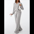 thumbnail image 4 of Conjuntos de Dos Piezas para Mujer, Suéter de Cuello Henley de Otoño, Chándal A Juego, Pijamas Cómodos con Bolsillos Gris L, 4 of 7