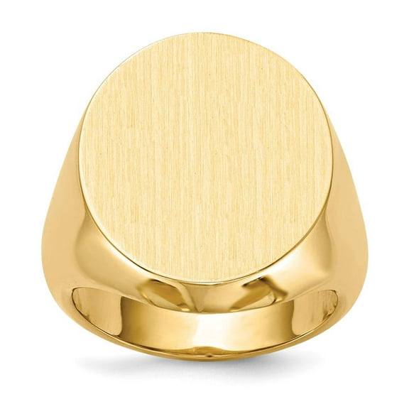 14k Yellow Gold Brushed Polished Solid Back Mens Signet Ring Size 10 Ring for Men - 30.8 Grams
