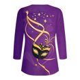 thumbnail image 4 of Puntoco Blusa informal de cuello redondo con mangas 3/4 cortas y estampado a la moda para mujer, 4 of 5