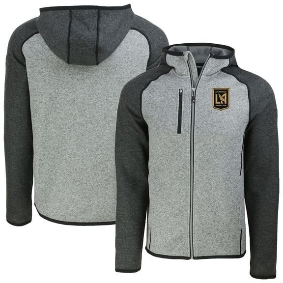 Men's-Cutter & Buck Heather Gray LAFC Mainsail Full-Zip Hooded Jacket