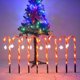 thumbnail image 1 of Muleta solar tricolor de Papá Noel con forma de estrella, copo de nieve, mango de paraguas, caramelo, luz LED para césped para exteriores, 1 of 6