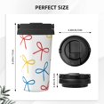thumbnail image 3 of Portable Thermos Cup Coffee Cup 6.9×3.4in Invisible Ring Easy To Carry For Car Cafe Office Home Playful Thin Cartoon Primary Color Ribbon Bow Pattern, 3 of 8