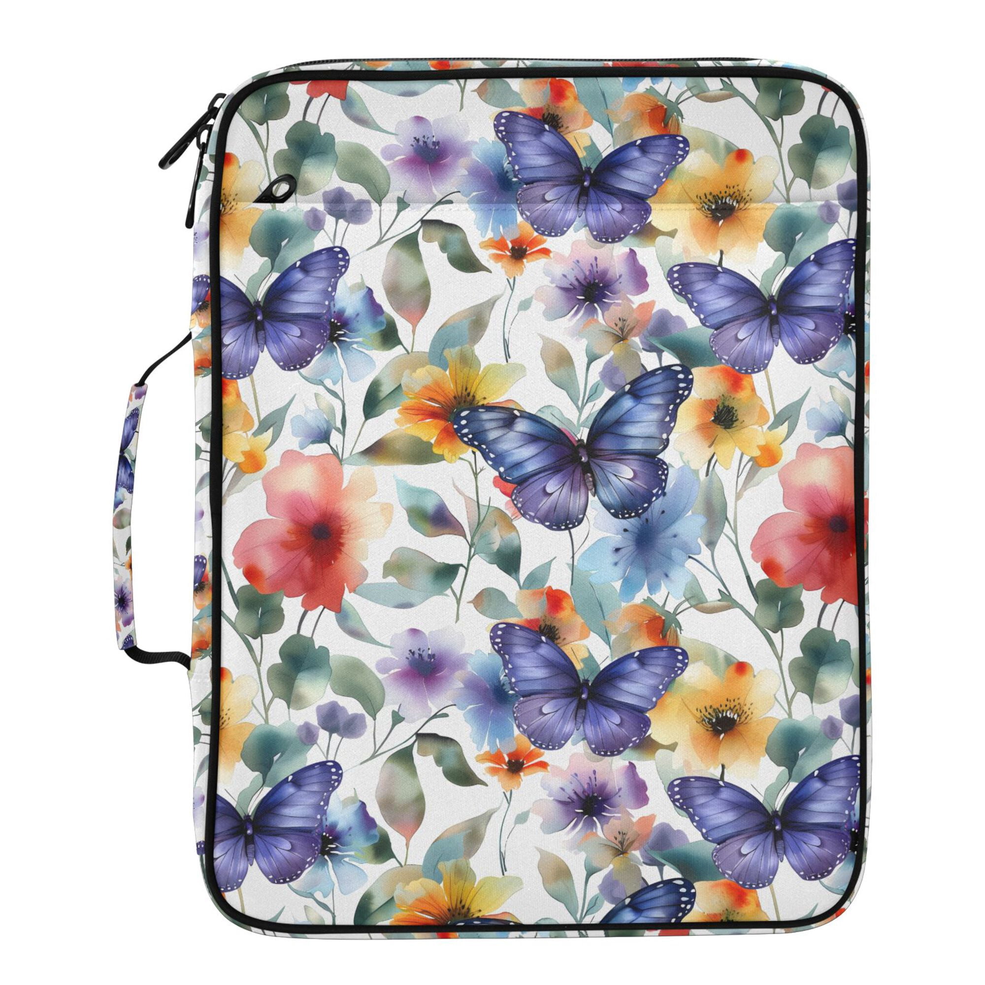 FORMRS Accordion File Folder A4 Size 7-Pocket Expanding Document Organizer Bag with 3 Ring Binder, Watercolor Butterfly Pattern