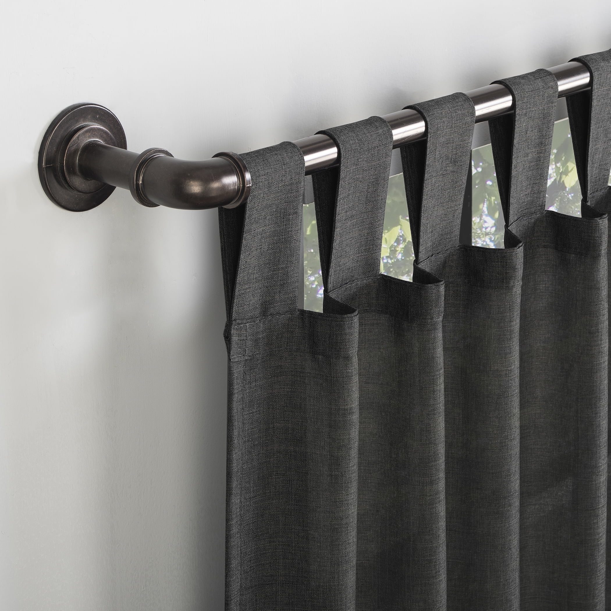 No. 918 Farrell Heathered Texture Semi-Sheer Tab Top Curtain Panel, 40"x63", Coal