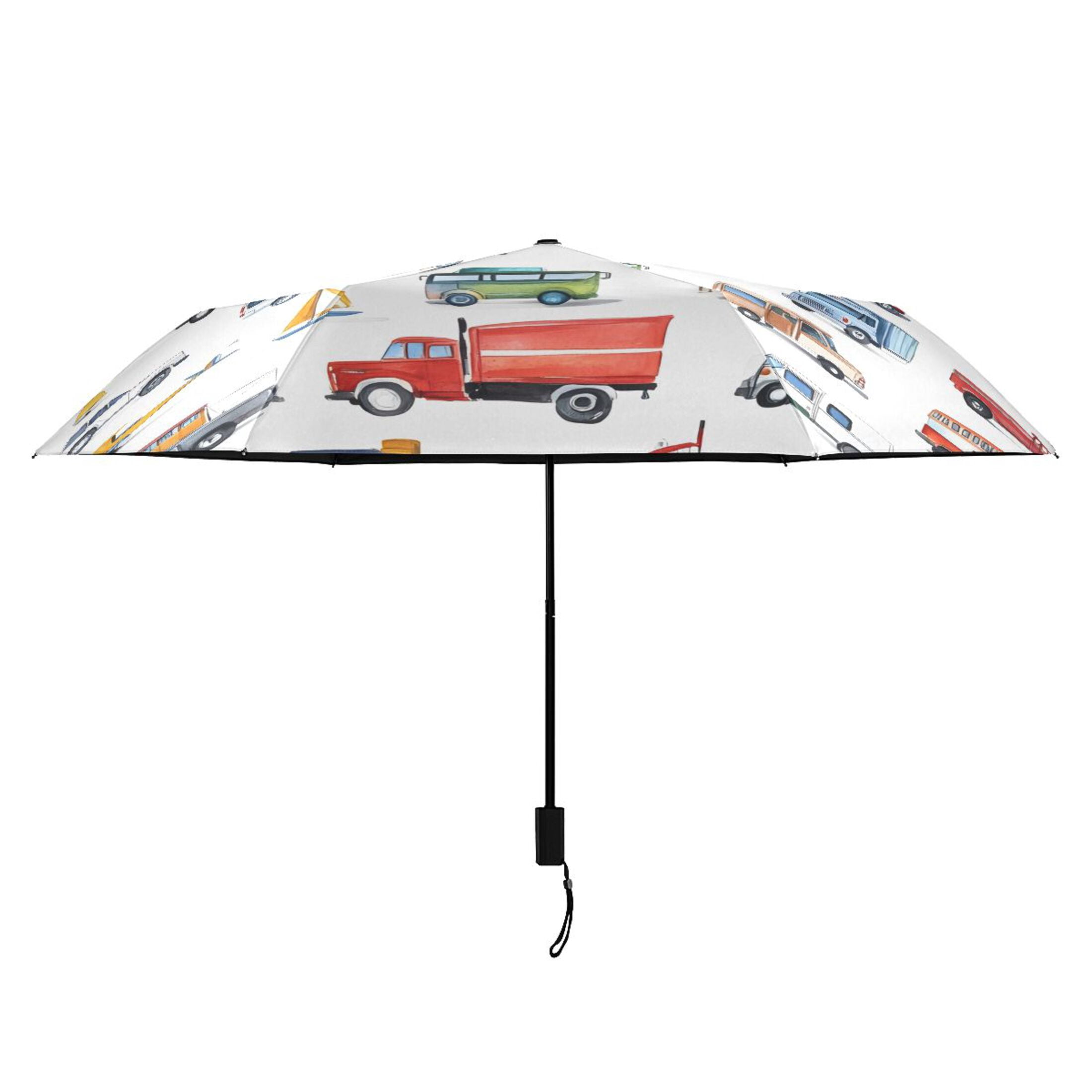 ALAZA Cartoon Car Vehicle UPF 50+ Compact Folding Umbrella for Rain Travel Umbrella Packable