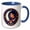 Blue/White, variant on 3drose, Bobby Male Name, Moon, Man, Bobcat Head. Elegant, Artsy Gift for Man, 11oz Two-tone Yellow Mug
