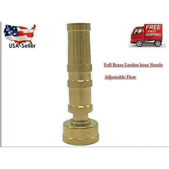 PURELY- Solid Brass Garden Spray Nozzle 4" Adjustable Twist Water Hose Nozzle Usa Stock