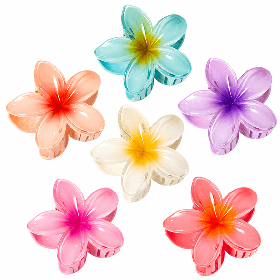Vigorpace 6 Pcs Flower Hair Clips for Women Girls, Hawaiian Flower Hair Clips, Cute Tropical Summer Beach Hair Accessories