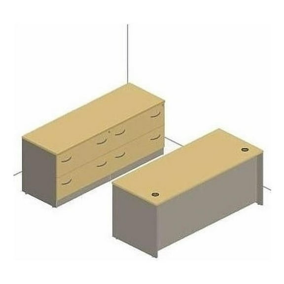 Bush Business Furniture Series C 72" Desk with 2 Lateral Files in Hansen Cherry