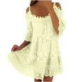 thumbnail image 3 of fatyb Womens Boho Dresses Cold Shoulder Lace Mini Dresses Short Sleeve Casual Beach Vacation Dresses, 3 of 5