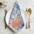 thumbnail image 2 of Coastal Octopus Cloth Napkins, Nautical Coral Leaf Turquoise Wood Grain Washable and Reusable Dinner Napkins Set of 2, Table Napkin for Kitchen Party Birthday Wedding Hotel Housewarming 20"x20", 2 of 9