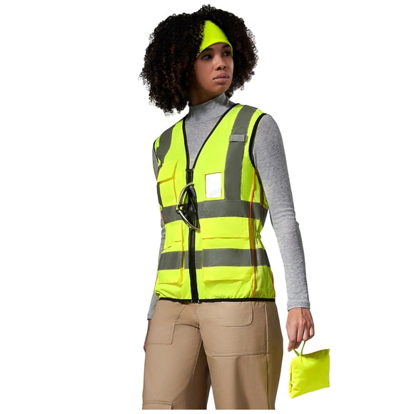 Chaleco de seguridad A-SAFETY para mujer, reflectante de alta visibilidad, 7 bolsillos, color amarillo L