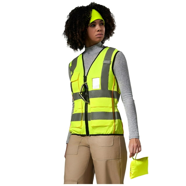 Chaleco de seguridad A-SAFETY para mujer con cierre de cremallera reflectante amarillo S