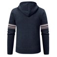 thumbnail image 5 of WTOBBY Men's Solid Color Knit Cardigan Jacket, Plush Fleece Lined Hooded Sweater, Warm Thickened Casual Zip Up Outerwear for Fall Winter Seasons,Navy 3XL, 5 of 5