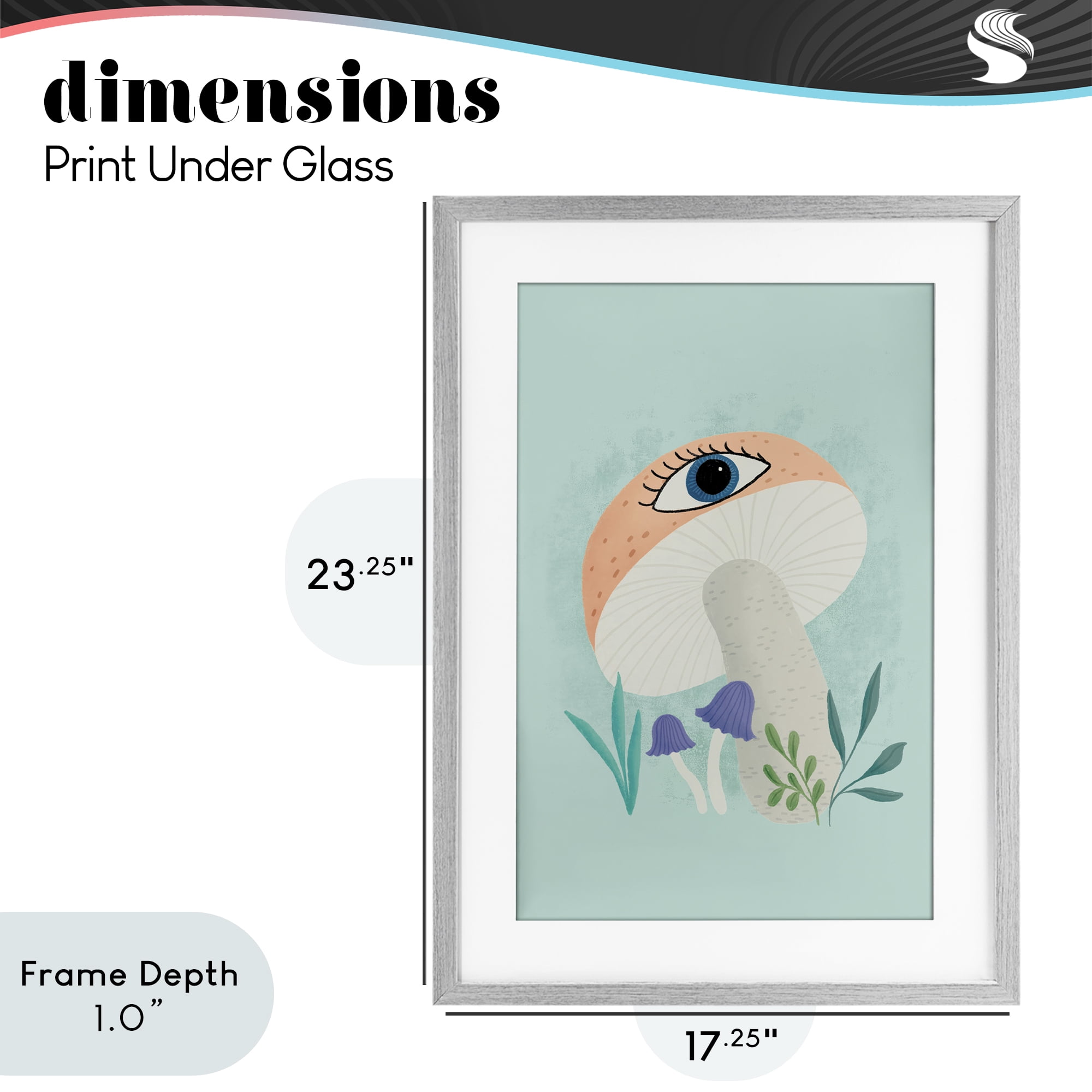 Stupell Industries Mushroom with Mystical Eye Gray Framed Print Under Glass, design by Metka Hiti