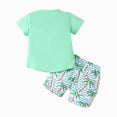 thumbnail image 3 of Toddler Baby Boy Summer Clothes Palm Tree Print Short Sleeve T-Shirt Tops Shorts Set Hawaiian Beach Outfit, 3 of 6