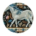 thumbnail image 4 of Orinice Horses Pattern Cross Stitch Round Table Cover Stain Resistant Washable Indoor Outdoor Tablecloth Kitchen Dining Wedding Parties Picnic Camping 100% Polyester Fiber 42-46, 4 of 8