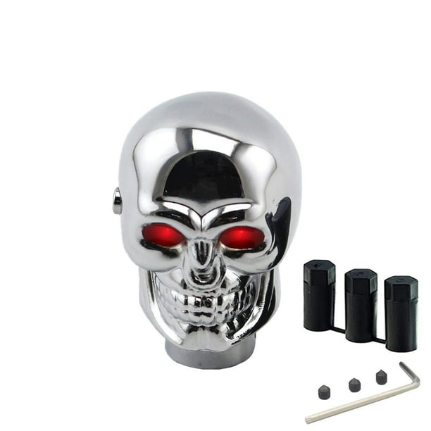 Fiudx Pomo de Palanca de Cambios con Forma de Calavera y Luz, Ajuste Universal para La Mayoría de Las Transmisiones Automáticas, Agarre Cómodo, Colores Led Personalizables, Aleación de Metal, Fácil d