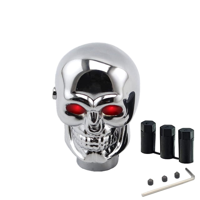 Fiudx Pomo de Palanca de Cambios con Forma de Calavera y Luz, Ajuste Universal para La Mayoría de Las Transmisiones Automáticas, Agarre Cómodo, Colores Led Personalizables, Aleación de Metal, Fácil d