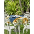 thumbnail image 3 of Outdoor Tablecloth with Umbrella Hole for Patio/Picnic/Party/Camping, Sunflower Waterproof Table Cloth Round Cover Washable, Summer Eucalyptus Botanical Floral Grey Plaid (Dia 54"), 3 of 8