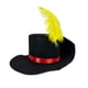 thumbnail image 1 of Sombrero de copa de fieltro negro con pluma amarilla y cinta roja, 1 of 2
