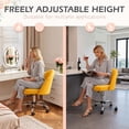 thumbnail image 5 of Vyrox Home Office Chair, Adjustable Swivel Vanity Chair with Wheels, Upholstered Mid-Back Rolling Task Chair, Armless Desk Chair for Bedroom, Living Room, Study, Yellow, 5 of 7