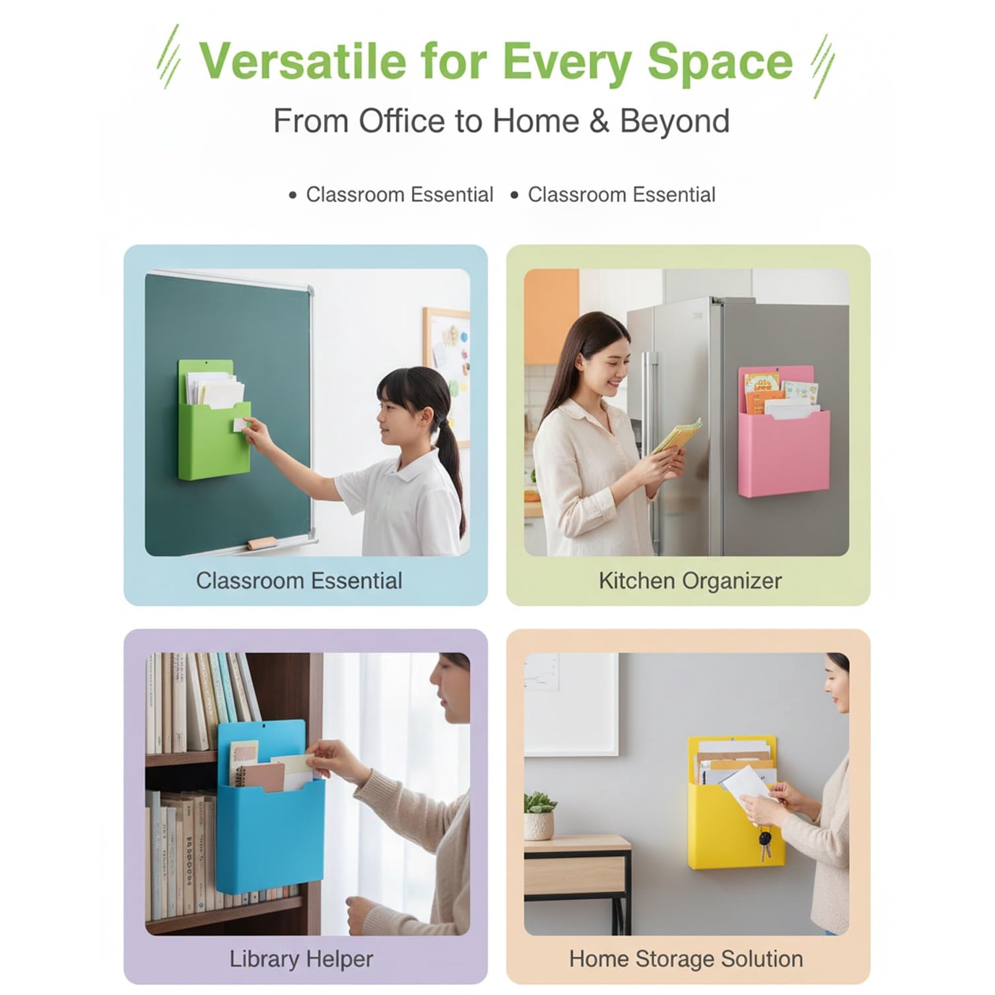 Magnetic Paper Organizer, Magnetic File Holder, Refrigerator Magazine Holder for Mail Letters Notebooks, Space-Saving Storage Mail Organizer Case