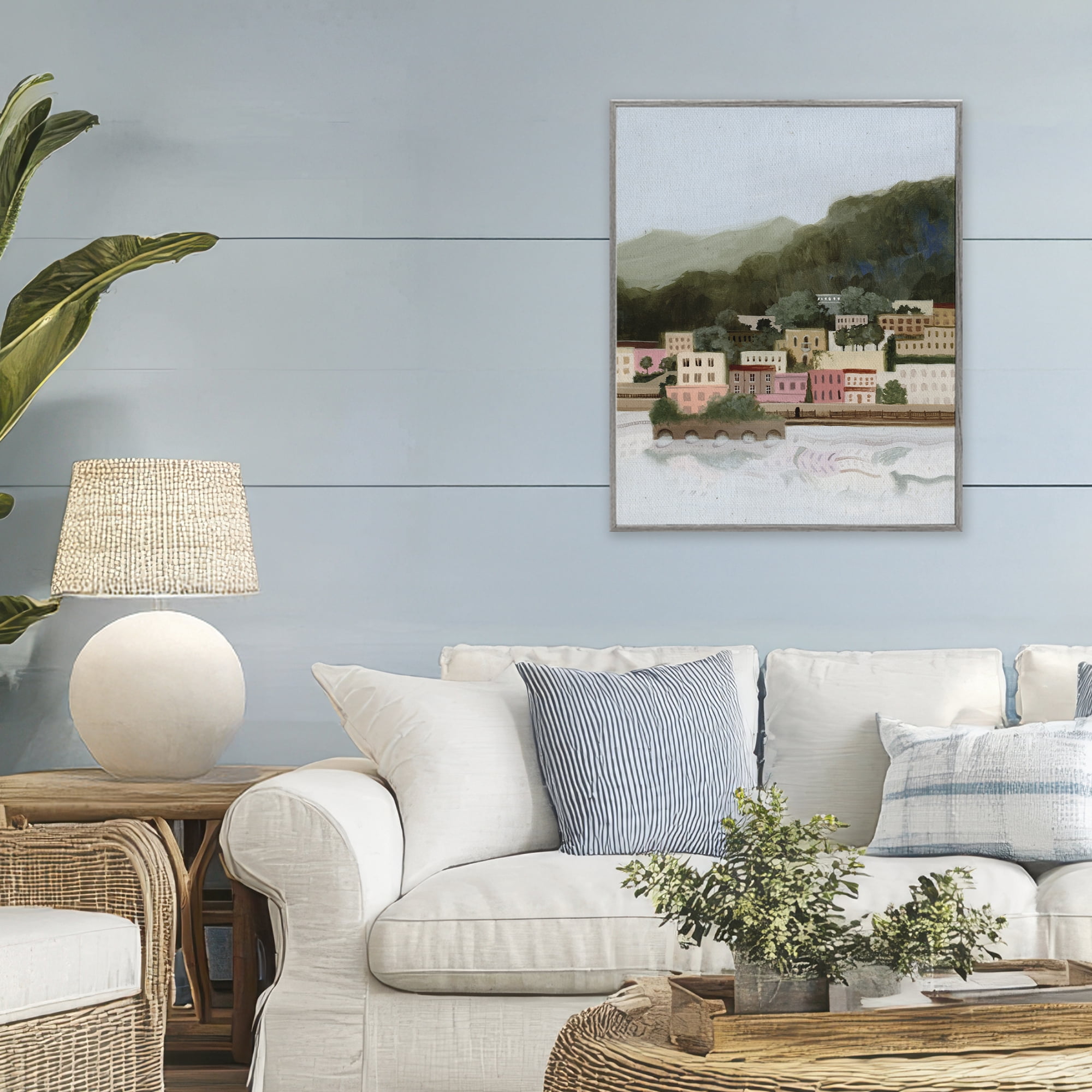 Stupell Industries Mountains By The Sea Gray Framed Giclee Art, design by Grace Popp