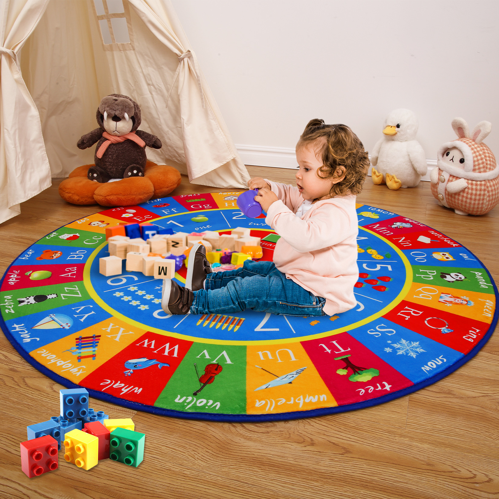 ChaoLink ABC Educational Area Rug Kids Rugs for Playroom Alphabet Numbers Classroom Rugs Learning Baby Playroom Mat Carpet for Children Bedroom Nursery Playroom ClassroomB