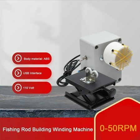 TABODD 110V ABS DIY Portable Fishing Rod Wrapping and Winding Machine 0-50RPM USB Interface