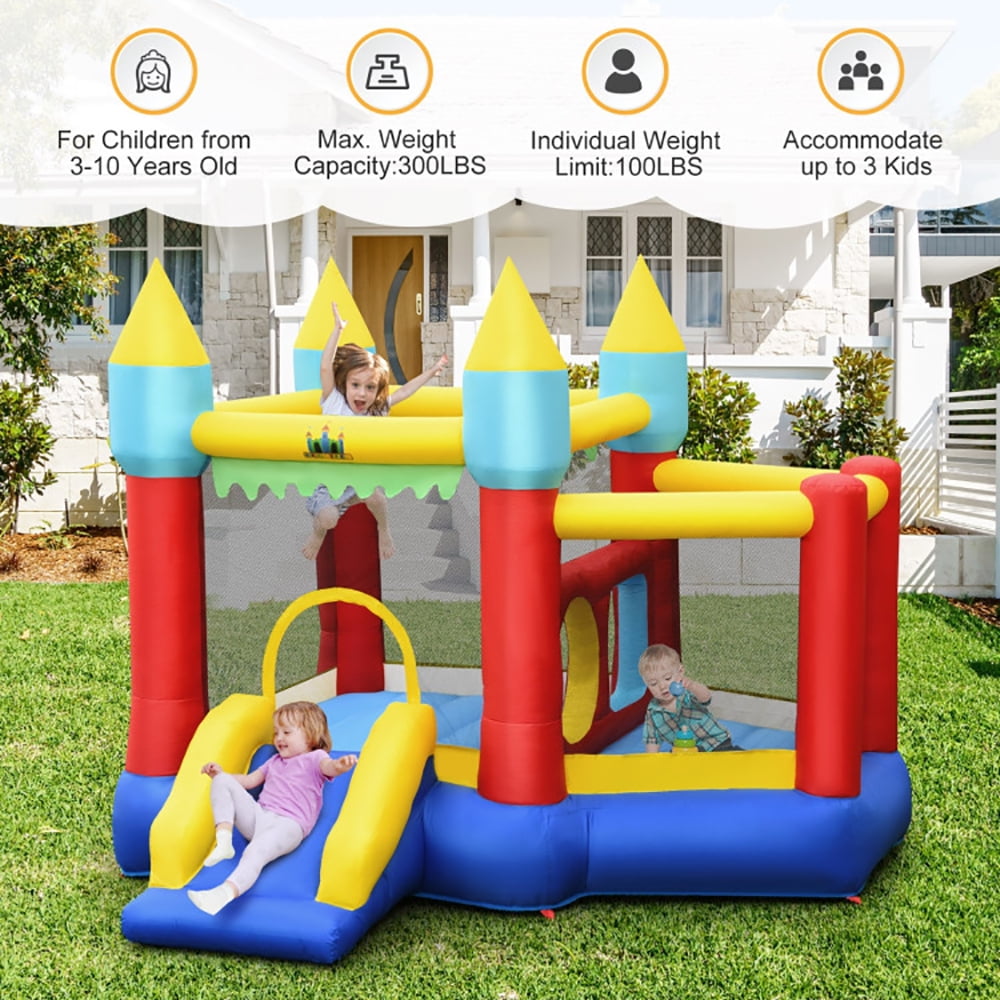 Aimee Lii Inflatable Bounce Slide Jumping Castle Without Blower, Playhouse for Kids Outdoor