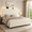 White, variant on Queen Size Bed Frame, 50" Tall Adjustable Headboard, Velvet Upholstered Platform Bed with LED Lights & Charging Station,Heavy Duty Metal Frame, No Box Spring Needed, White