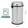 thumbnail image 2 of 17 Gallon/65 Liter Swing Top Trash Can, Stainless Steel Round Garbage Can, Commercial Grade Waste Container, Heavy Duty Rubbish Bin for Indoor Outdoor, Home Office, Restaurant, Silver, 2 of 7
