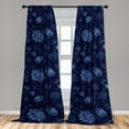 thumbnail image 4 of Ambesonne Floral Curtains, Watercolor Fashion Flora Art, Pair of 28"x84", Dark Petrol Blue Teal, 4 of 5