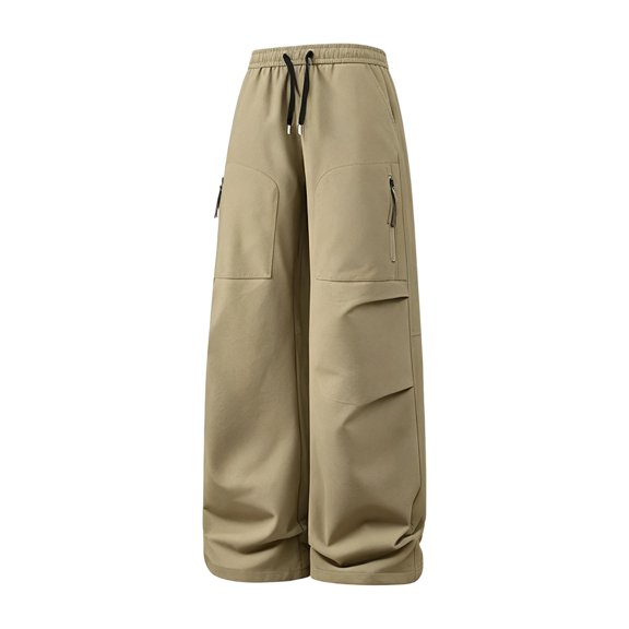 StSilkitty Men's Cargo Pants Lightweight Wide Leg Hiking Pants with Pockets Elastic Waist Drawstring Athletic Trousers