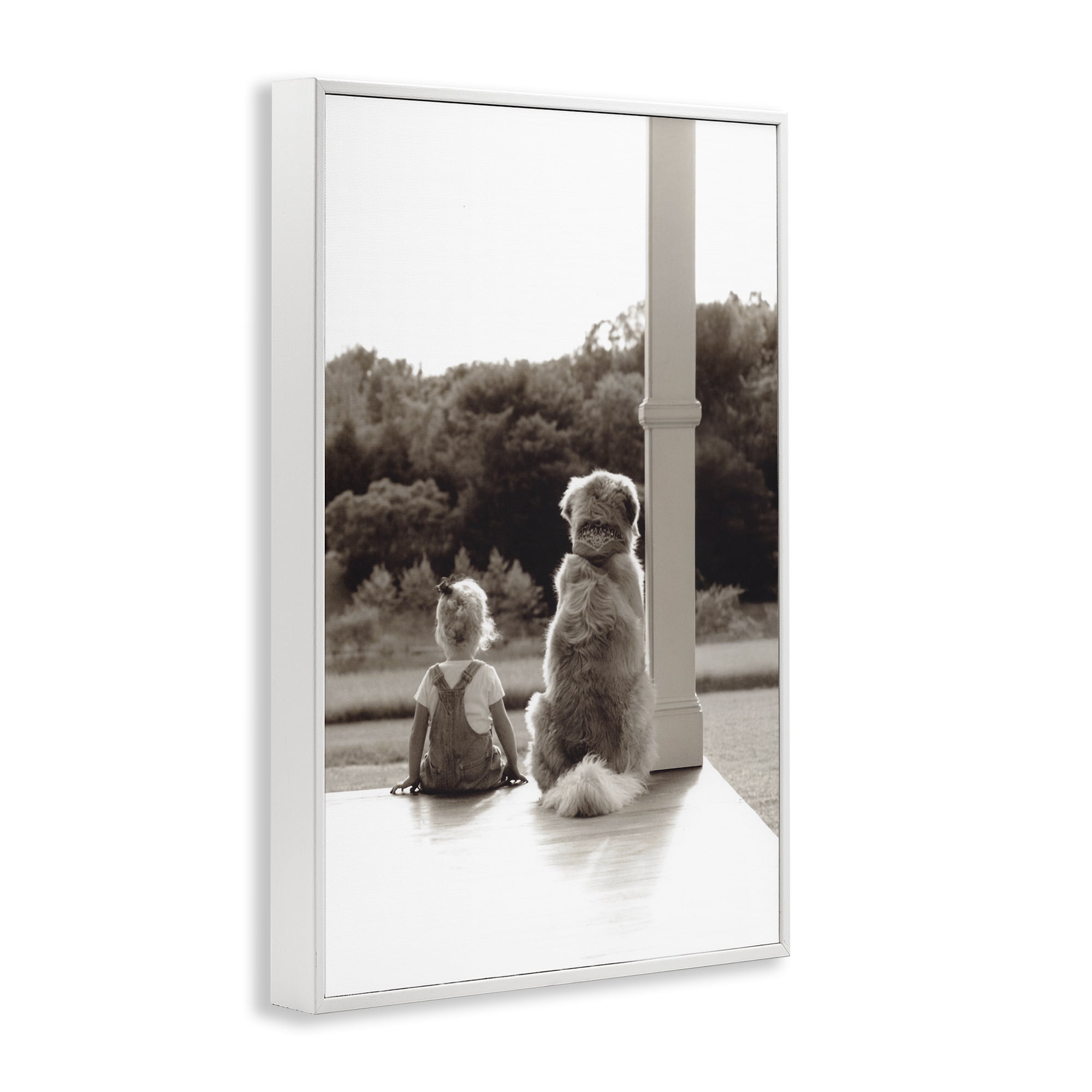 Stupell Industries Child And Dog Friendship White Framed Giclee Art, design by Kendra Dew