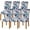 Blue Leaves, variant on 6 Pcs/Set Soft Stretchable Dining Chair Covers with Printed Floral Patterns,Spandex Banquet Chair Seat Protector Slipcovers for Holiday Home Party, Hotel, Wedding Ceremony (Style 29)