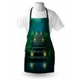 thumbnail image 4 of Garden Apron, Mysterious Stairs with Magic Lanterns Through the Fog Illustration, Unisex Kitchen Bib with Adjustable Neck for Cooking Gardening, Adult Size, Teal Green and Dark Brown, by Ambesonne, 4 of 4