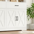 thumbnail image 4 of Hiphuta 78" Tall Double Row Bookcase with 2 Drawers, Farmhouse Large Bookshelf with Cabinet, Storage Bookcase with Doors for Office Living Room, White, 4 of 7