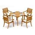 thumbnail image 5 of 5-Piece Teak Dining Set: 52" Round Table + 4 Arbor Stacking Arm Chairs, 5 of 6