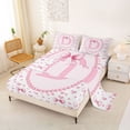 thumbnail image 2 of Manfei Pink Heart Bow Queen Sheet Sets For Girls,Letter D Personalized Initial Bed Set For Kids,4-Piece, 2 of 6