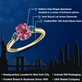 thumbnail image 2 of Gem Stone King 10K Yellow Gold Pink Mystic Topaz and London Blue Topaz 3-Stone Ring for Women | 1.56 Cttw | Oval 8X6MM | Gemstone November Birthstone | Size 5, 2 of 6