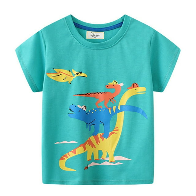 KAWELL Toddler Boys Summer Dinosaur Pattern T-Shirts Short Sleeve Top Size 2-7T